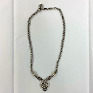 Brighton vintage retired Blair silver chain and‎ heart pendant collar necklace